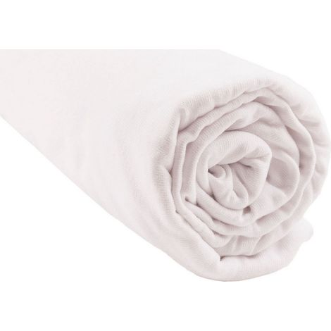 Drap housse 100% Coton Bio pour lit king size 160x200 cm - Blanc (1/4)