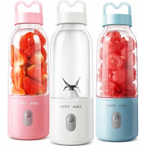 Blender Portable Rechargeable MEET JUICE, Gourde à Jus de Fruits 500 ml, Rose (1/5)