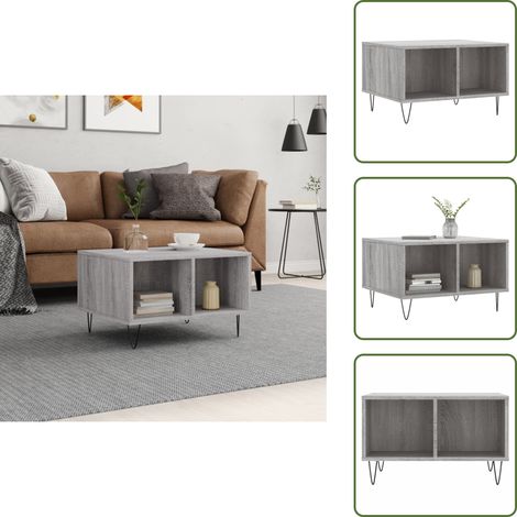 The Living Store Couchtisch Grau Sonoma 60x50x36,5 cm Holzwerkstoff - Couchtisch - Wohnzimmerstil - Grau - Holzmöbel - Sideboard (1/5)