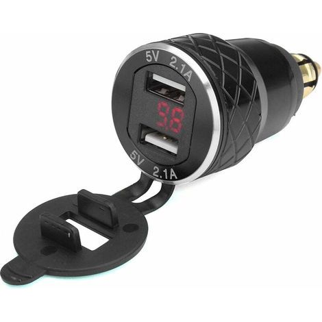 12V-24V 4.2A Voltmètre Rouge Moto Double Chargeur USB Socket pour BMW Moto - Noir uniquement aux raccords UE (1/5)