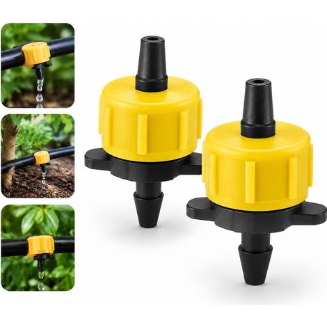 2 Pièces Goutteurs Compensés en PP Jaune, 2 L/H, 3.3×3.9 cm, pour Arbres Fruitiers (1/5)