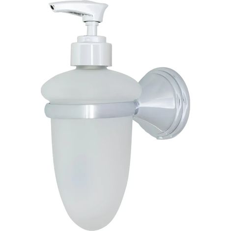 Croydex Frosted Glass Soap Dispenser with Chrome Wall Mount - Westminster (1/4)