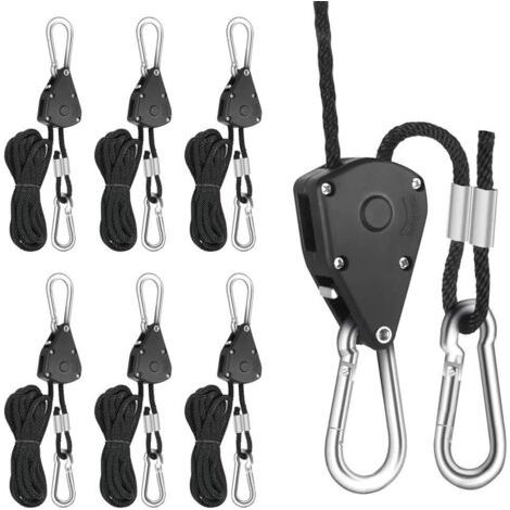 5 Paires Sangle à Cliquet Corde 1/8 Pouces Rope Ratchet Robuste Réglable pour Lampe à Suspension Growth, (1/5)