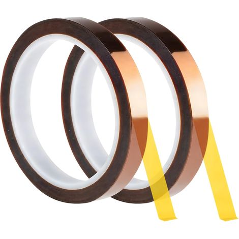 15 mm x 33 m Hitzebeständiges Isolierband, Hochtemperaturklebeband, Wärmedämmband für 3D-Drucker, Sublimationsdruck, Elektronikdruck, Thermotransferdruck, Leiterplatten  2 Rollen