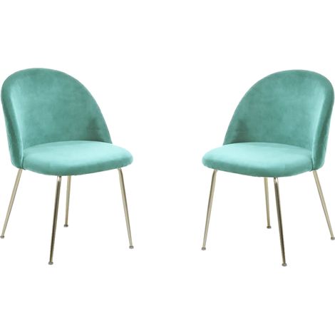 Sedia poltroncina in velluto Acquamarina con gambe in metallo Oro - PARIS 2 sedie (1/4)