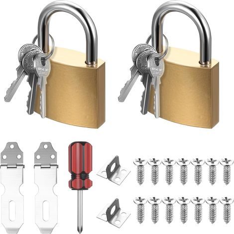 2 Pcs Cadenas Clé, 36.7mm Cadenas Casier avec Clés Cadena de Sécurité pour Bagage, Casiers, Valise Avion Sacs de Voyage Armoires Boîte à Outils (1/5)