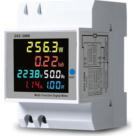 Compteur Electrique Consommation,100A 6 En1 Rail Din 220V De Compteur De Facteur De FréQuence De Puissance De Courant De Tension,AC40-300V CT IntéGré (1/4)