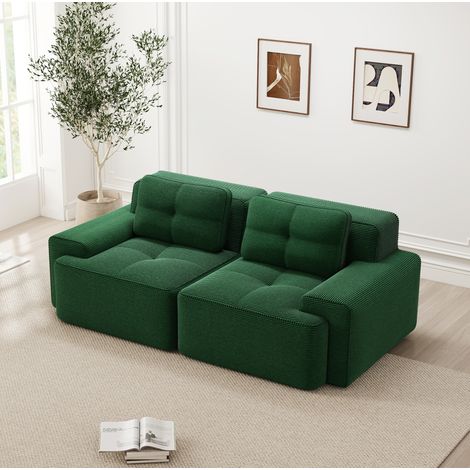 sofá modular de pana asiento profundo verde OKMYHOME (1/5)