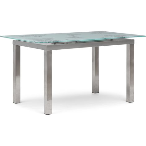 Mesa de comedor de cristal templado extra grueso 140x85x75cm extensible con mecanismo automatizado (1/5)