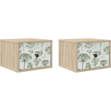 Maison Exclusive - Mobiletto da comodino a parete GOTHA 2 pz Rovere Sonoma (1/5)