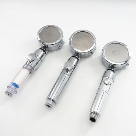 Pommeau de douche à pression augmentée, pommeau de douche filtrant l'eau, pommeau de douche à bouton unique pour l'arrêt et la pressurisation de l'eau, pommeau de douche à main en coton PP. (1/5)