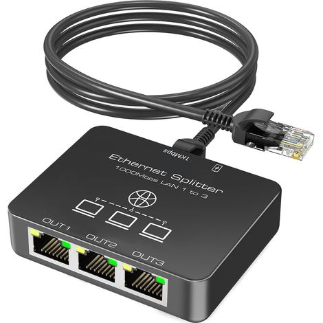 KiWiBiRD multiprise ethernet, repartiteur Cable ethernet rj45, 3 Ports (1/5)