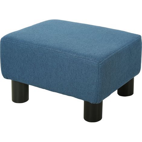 Hocker/Pouf aus Leinenstoff, Tragkraft 110 kg, 40 x 30 x 24 cm, dunkelblau (1/5)