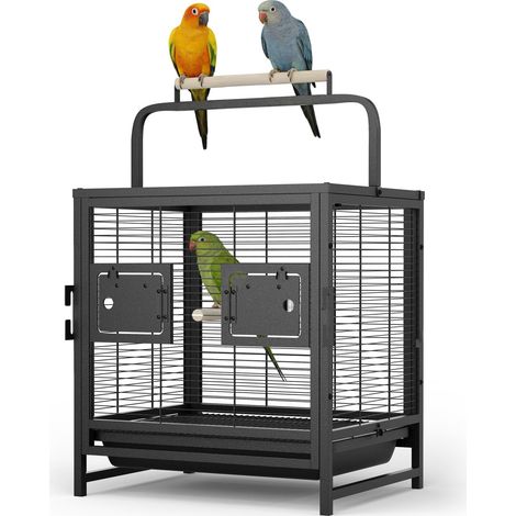 Cage à oiseaux de transport 25", Cage à oiseaux avec perchoir en bois sur le dessus, perroquets, conures, Volière légère et robuste (1/5)