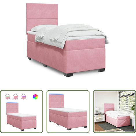 Samtbett - Boxspringbett mit Matratze Rosa 80x200 cm Samt (1/5)