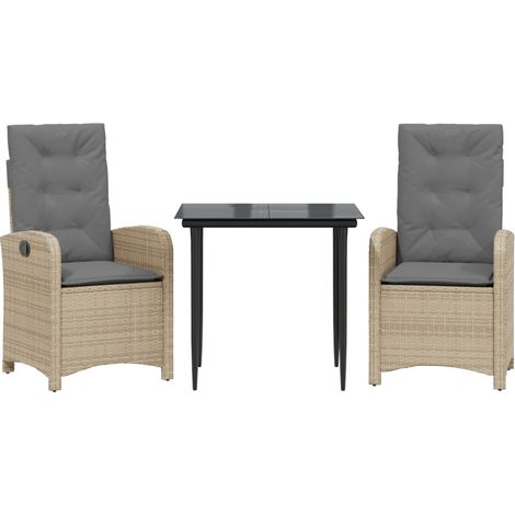 Maison Exclusive - Set Pranzo da Giardino 3 pz con Cuscini Beige Misto Polyrattan (1/5)