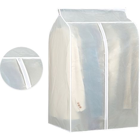Housse de protection transparente extra large avec fermeture éclair 3D pour vêtements, imperméable et anti-poussière, idéale pour ranger costumes et manteaux (120 x 100 x 50 cm). (1/5)