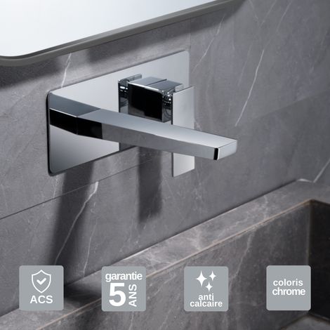 Robinet Mitigeur Lavabo Encastré Salle de Bain chromé – Anti-Calcaire – Design moderne - PISA IMEX (1/5)