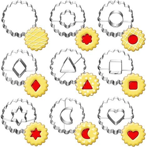 Linzer Ausstecher-Set, 9-teilig – Plätzchen- und Früchtebrot-Ausstecher für Kinder und Feste, Keksmform, Törtchen, Marmelade, Petit Beurre (1/5)
