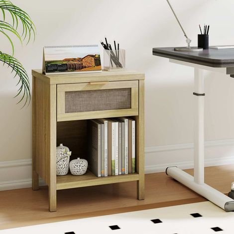 Wooden Bedside Table with Drawer & Charging Station (1/5)