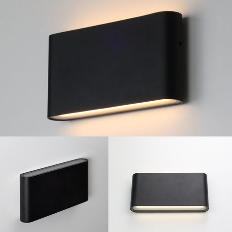ALPINALUZ Aplique LED 12W "SAFATA" IP54 para exterior/interior, diseño rectangular en aluminio blanco, iluminación arriba y abajo, 2700K Blanco cálido