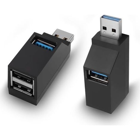 Hub USB a 2 porte，adattatore da USB a femmina，2 splitter a 90 gradi，1 porta USB 3.0 e 2 porte USB 2.0，per il trasferimento dati，unità USB