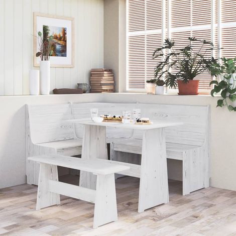 Kiefer Holz - vidaXL Esstisch mit Bank REINE Weiß Massivholz Kiefer - Massivholz Tisch