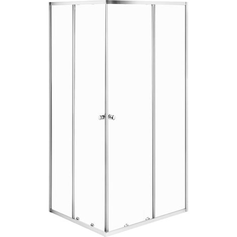 Shower Enclosure Silver Tempered Glass Aluminium Frame Single Door 90 x 90 x 190 cm Modern Design HUAPI (1/5)