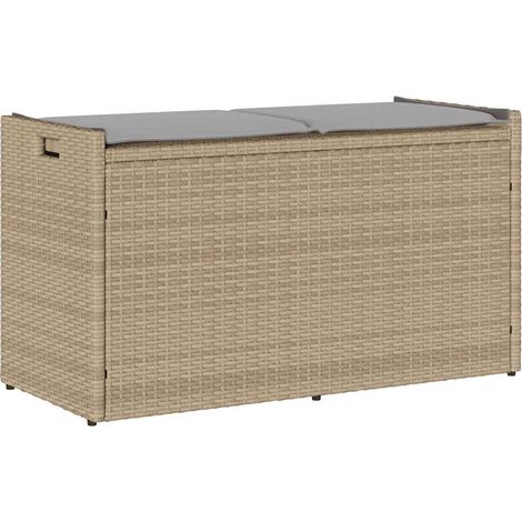 Banco de almacenaje con cojín beige 100 cm ratán sintético vidaXL (1/5)