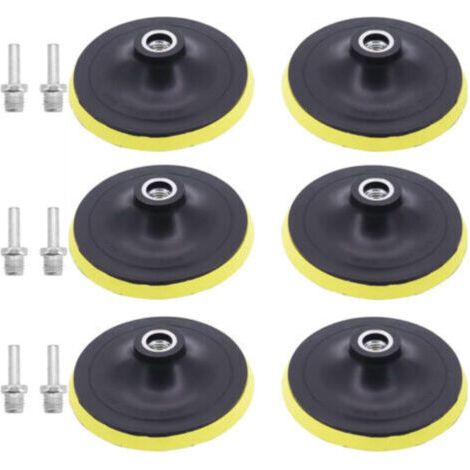 Lot de 6 Plateaux de Ponçage 150mm Disques Abrasifs Assiette de Ponçage avec Filetage M14 Fermeture Auto-agrippante Plaque de Support de Ponçage Polissage pour Perceuse Meuleuse d'angle