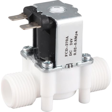1 Électrovanne G1/2 NC, Vanne eau plastique DC24V, Normalement fermée, Haute pression, Lavage machine (1/5)