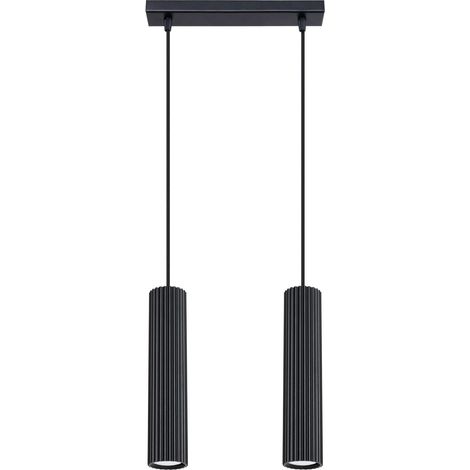 Lampe à suspendre Aluminium GU10 H : max. 90 cm Noir 2 flammes oblongues Moderne Suspension (1/5)
