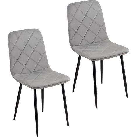 Baroni Home Set di 2 Sedie Moderne con Rivestimento in Velluto e Gambe in Ferro Nero, Poltrona da Soggiorno, Camera da Letto, Sala da Pranzo, Grigio 52x44x85 cm (1/5)