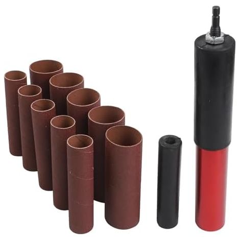 Kit de ponçage en caoutchouc pour ponceuse à broche, 2 manchons abrasifs avec mandrin bois, métal, plastique, verre, pierre - (1/4)