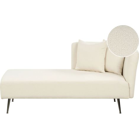 Divan Côté Gauche en Polyester Blanc Bois d'Eucalyptus et Métal Rembourré Riom