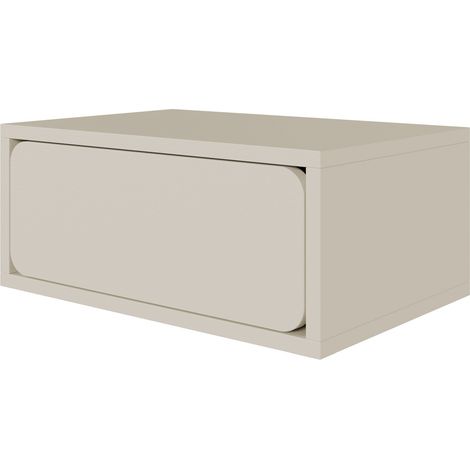 Selsey – Table de chevet suspendue avec tiroir – Gris beige – Panneau de particules stratifié – Dimensions 21,3 cm x 49,6 cm x 35 cm
