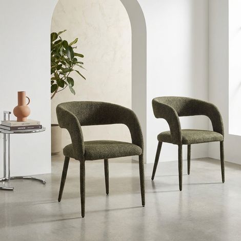 Lot de 2 fauteuils contemporain tissu kaki - Alessia (1/5)