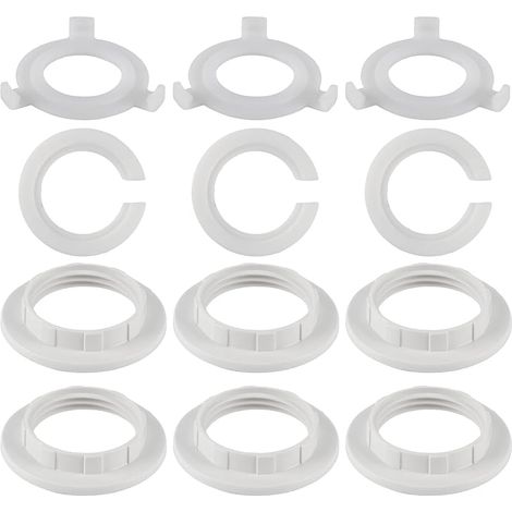 12 Pièces Anneau Réducteur Abat Jour E27 vers E14, Reducteur Anneau Abat-Jour, Blanc Plastique Anneau Adaptateur Abat-jour Anneau Convertisseur d’Adaptateur pour Lampe de bureau, Plafonniers