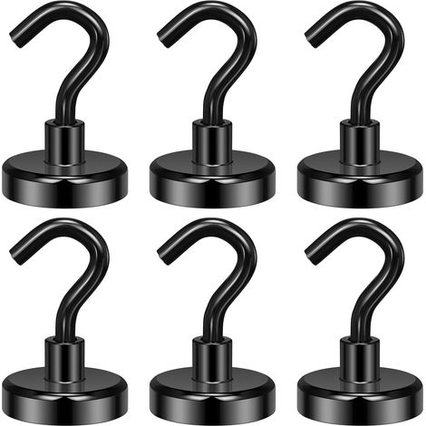 6 Pièces Crochet, Aimant Néodyme, 34kg Force, Surface Ni-cu-ni, Cuisine Entrepôt (1/5)