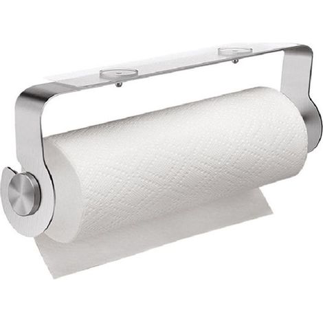 Soporte autoadhesivo de pared para toallas de papel, de acero inoxidable discreto, para uso en baño o cocina, para toallas de papel, papel de aluminio, film transparente, etc. (1/5)