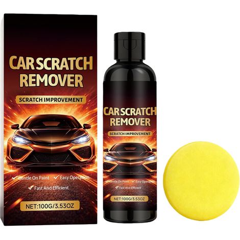 Disque de Polissage pour Carrosserie Pâte Abrasive 100 g avec Éponge pour Réparation Rayures Correction Vernis Soins Finition Extérieure Taches d'Eau et Oxydation Légère (1/5)