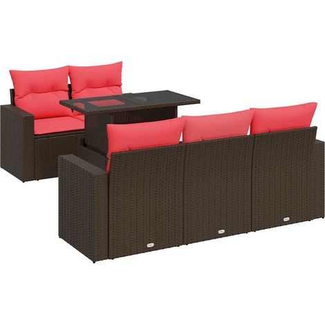 Maison Exclusive - Juego Sofá Jardín 6 Piezas con Cojines Marrón