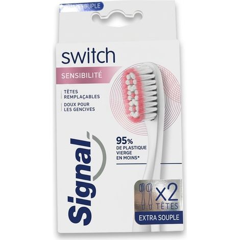 Lot de 2 - SIGNAL - Têtes de brosse à dents - Switch Sensibilité Extra Souple - 95% plastique vierge en moins - Voir photos (1/4)
