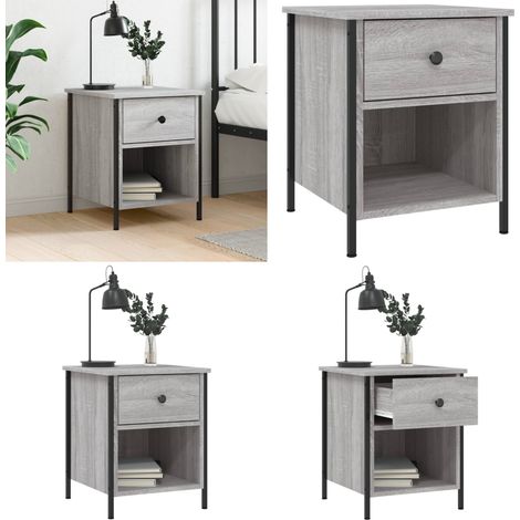 Nachttisch Grau Sonoma-Eiche 40x42x50 cm Holzwerkstoff - Nachttisch - Grau - Holzmöbel - Esszimmer - Wohnzimmer - Home & Living (1/5)