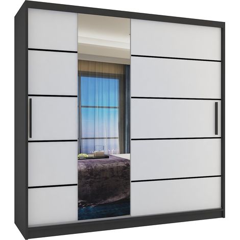 Schiebeschrank Belini 200 cm Mit Schubladen mit Spiegel weiß matt Hersteller (1/4)