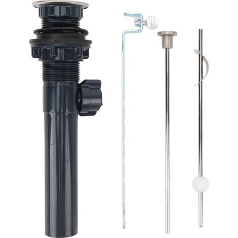 Scarico per lavabo da bagno con asta di sollevamento, sistema anti-intasamento, tappo retrattile in acciaio inox. (1/5)