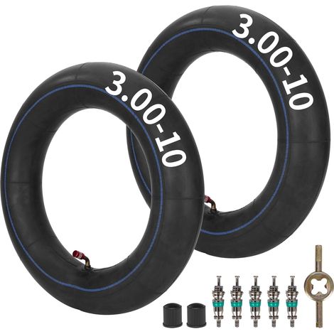 RUTU 2.75/3.00-10 80/100-10 Chambre à air avec tige de valve en cuivre coudée TR87 pour XR50/70 RSF650 KLX110 Dirt Bike Scooter Paquet de 2