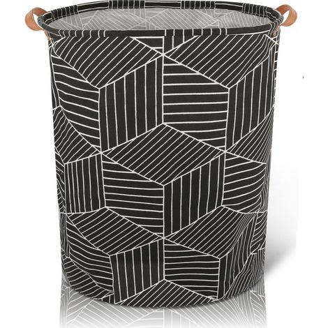 Panier à linge pliable et imperméable avec poignées en cuir, idéal pour le linge sale, les jouets d'enfants et la salle de bain.