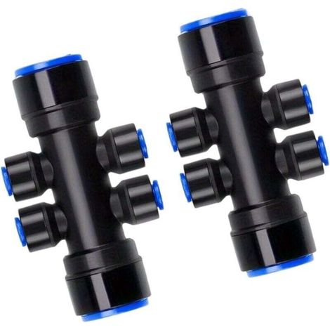 Répartiteur d'irrigation goutte à goutte à 6 voies 6 voies 6,35 mm - Contrôle du débit d'eau - Raccord rapide - Tuyau de poussée d'eau - Accessoires d'irrigation pour la maison et le jardinage (1/4)