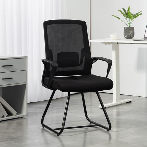 Chaise de bureau ergonomique avec accoudoirs pour salles d'attente, noire